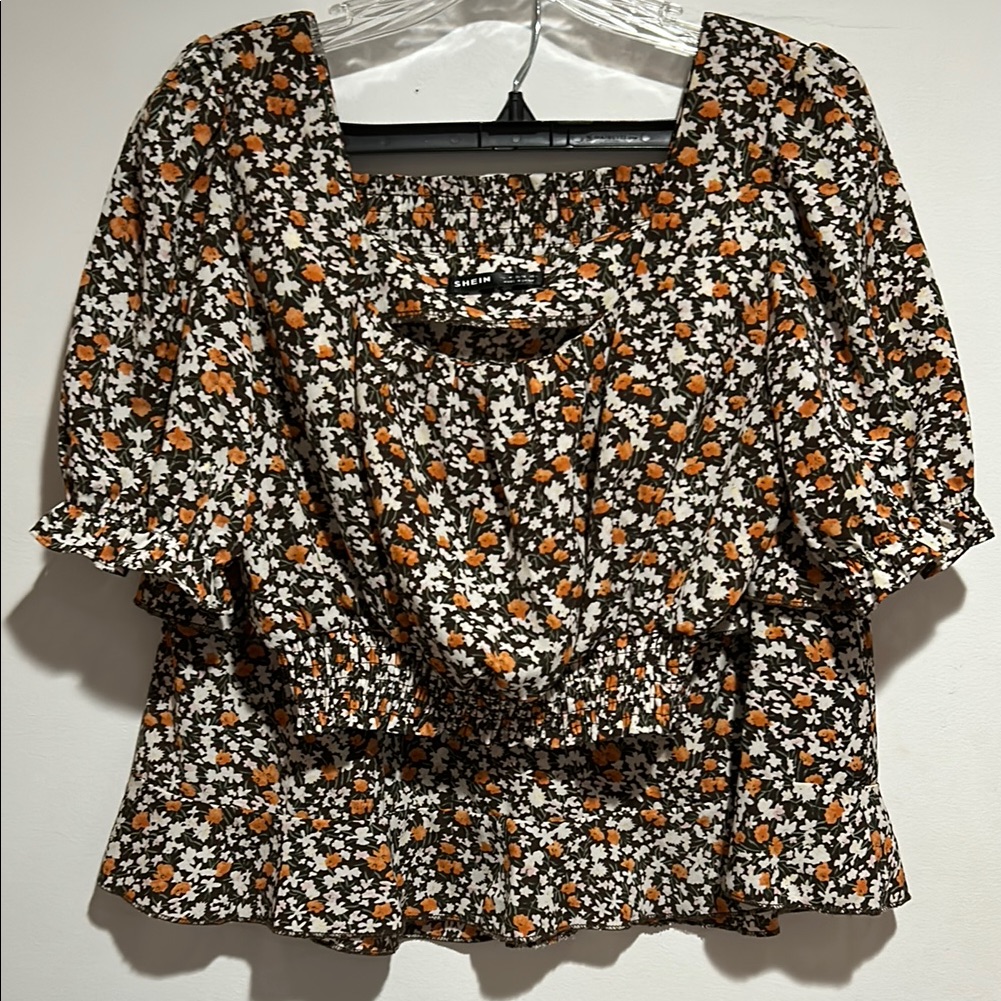 Floral Set Black And Orange Nwot Women's Skirt And Shirt Set